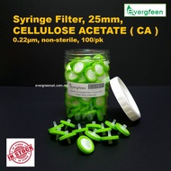 ( LOCAL READY STOCK ) Syringe Filter 25mm, CELLULOSE ACETATE ( CA ) 0.22µm, non-sterile, 100/pk