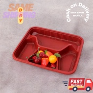 Disposable Bento Box With Lid Available 1-5 Division 25pcs Red Bento box