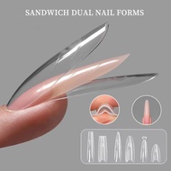 180pcs Sandwich Dual Nail Forms Extensions-Dual Forms Coffin Almond Nail Forms Manicure Top Mold Bot
