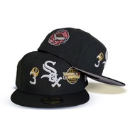 AA quality black Chicago White Sox 59FIFTY fitted cap, three-time champion multi-logo fitted cap, fa