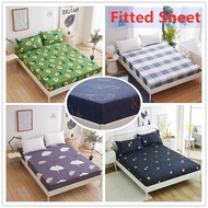 Bed Sheet or Pillowcase Geometric Printed Fitted Sheet With Elastic Bed Linen Polyester Mattress Cover Queen Size