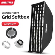 AMBITFUL 60x90cm 24inch*35inch Bowens Mount Softbox With Honeycomb Grid can change to Profoto Mount 