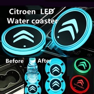 For Citroen C0 C1 C2 C3 Picasso C4 Cross Cactus C5 Car LED Luminous Water Coaster Auto Colorful Water Cup Non-slip Mat Accessories