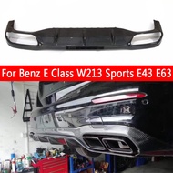 For Mercedes Benz E Class W213 E63 E300 E260 350 Carbon Fiber Car Rear Bumper Diffuser Rear Splitte