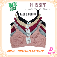 Plus Size Bra 42D-52D Non Wired D Cup Bra Baju Dalam Wanita Tanpa Dawai 无钢圈大码内衣 964