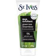 St. Ives Purifying Facial Exfoliator cleanses the scalp and unclogs pores, containing green tea ingr