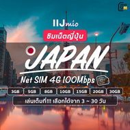 Japan SIM ซิมญี่ปุ่น ซิมต่างประเทศ ซิมเน็ตไม่จำกัด เน็ต 4G 100Mbps เต็มสปีด 3/5/8/10/20/30GB เลือกได