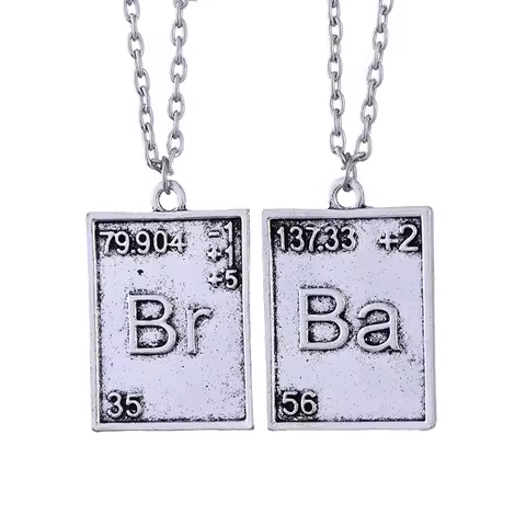 2pcs/pairs Fashion Periodic Table Elements Necklace Br Ba Inspirational Jewelry Science Necklace Pun