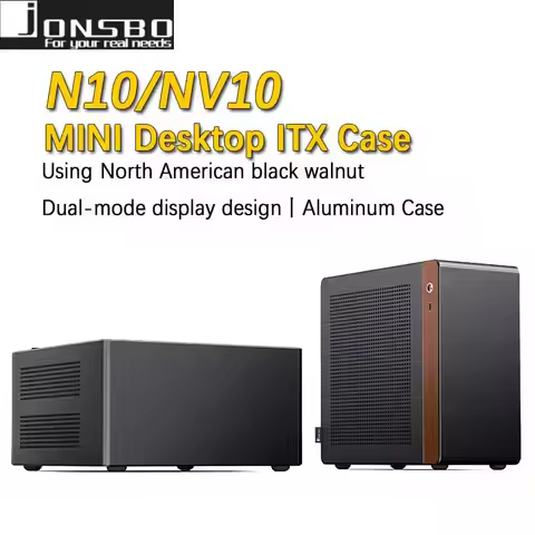 JONSBO NV10 N10 ITX Mini Desktop Case (3.3mm Aluminum Alloy Shell/North American Black Walnut/ITX Ve