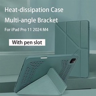 Heat-dissipation Casing for iPad Pro 11 2024 M4 A2836 A2837 A3006 Multi-angle Stand Case with pen ho