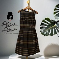 🐧 紐約ALICE + OLIVIA| 黑金色條紋圓領無袖洋裝. 小禮服Size:US0/IT36#二手