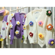 Daisy Bloom Cardigan Offwhite White Premium Thick Knit Cardigan Sweater