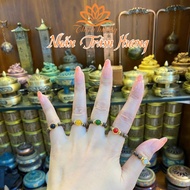 4mm agarwood ring with agate stone beads, Five elements of 5 destiny - Feng shui jewelry - Brings pe