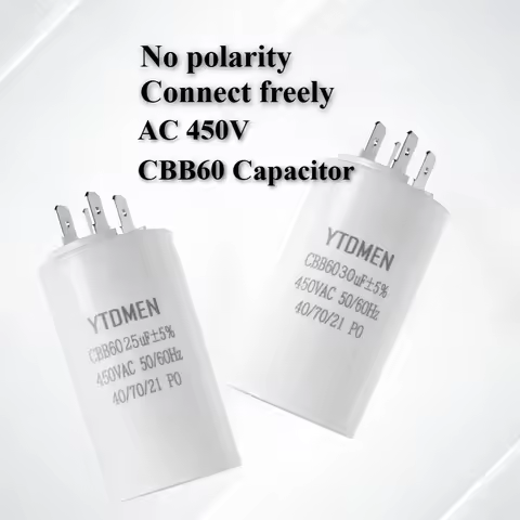 CBB60 Starting Capacitor Dual Insert Motor 4pin AC 450V Replacement Motor Run Capacitors 4UF 5UF 6UF