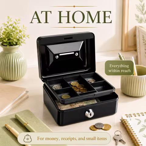 Steel Cash Box Key Mini Safe Lock Box Key Locker Money Bank Security Box Storage Hidden Money Coin C