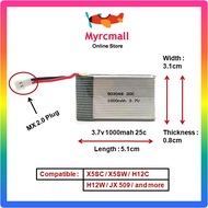 3.7v 1000mah MX2.0 Plug Lipo Battery RC Quadcopter Drone Helicopter Car Boat Plane Toy