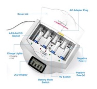 通用智能電池充電器兼容 AA、AAA、C、D、9V Ni-MH Ni-CD 可充電電池和鹼性電池  gfyckp Universal Smarter Battery Charger Compatibl