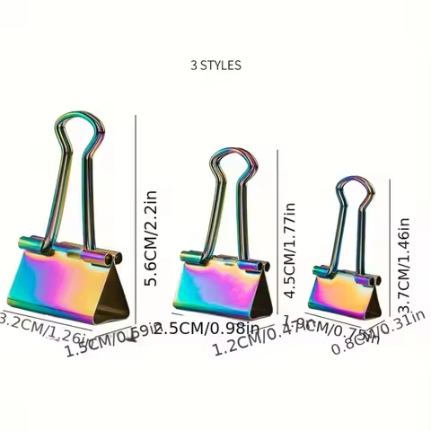 Binder Clips Set, 3 Sizes Assorted Colored Paper Clamps for Office Supplies, Documents Organizing (1