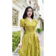 (Delivery Now) V4690 - DVC Green Dress Designer Dress With Duckweed To Go To The Beach Party