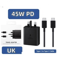 45W Super Fast UK Plug Charger C to C Cable For Samsung Galaxy S24 Ultra/ S24 Plus/ S23 Ultra/ S22 U