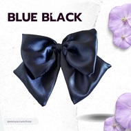 Riben Sekolah Pelajar Perempuan - Hair Clip Bow Besar (Hitam / Biru Gelap)