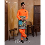 ELRAH EXCLUSIVE BAJU MELAYU 2024 REVUELTO SLIM FIT ( TANGERINE ORANGE ) CEKAK MUSANG FREE SAMPIN  HQ