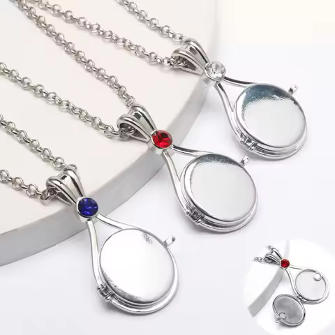 H2O Red Sand Imprint Shell Necklace - Flip Cover Fashion Women's Diamond-Embedded Pendant Necklace