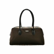 Burberry Blue Label牛皮帆布尼龍布拼色格紋字母logo中古單肩包