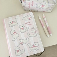 Mocorie - Coquette Pink Ribbon Binder Pink Ribbon Motif Coquette Binder/ Cute Pink Coquette Binder/ 