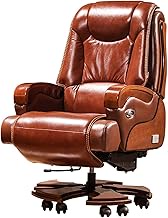 Ergonomic Office Chair, Business Boss Chair Cowhide Managerial Executive Chairs with Electric Footrest, Adjustable Liftable Swivel Computer Chairs Recliner (Color : Brown) lofty (Brown) interesting