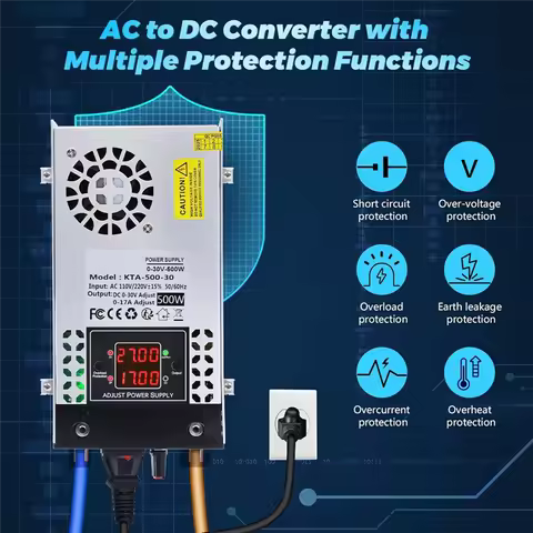 A69E5V 12V 24V 30V AC To DC Converter Adjustable 0-30V 0-17A 500W Switching Power Supply For Led Str