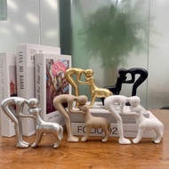 Handmade Resin Dog and Owner Statue Cute Dog Sculpture Home Decor Items Sculptures and Figur