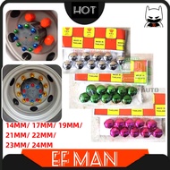 THAILAND STYLE LORRY RIM NUT COVER SMALL SIZE CHROME LORI TAYAR CUP TOPI KROM 14mm 17mm 24mm GREEN RED BLUE GOLD SILVER