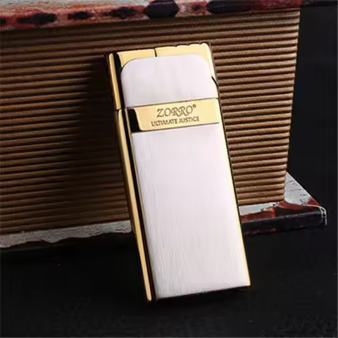New Zorro Slim Gas Lighter Portable Compact One Touch Ignition Metal Butane Lighter Collectible Men'