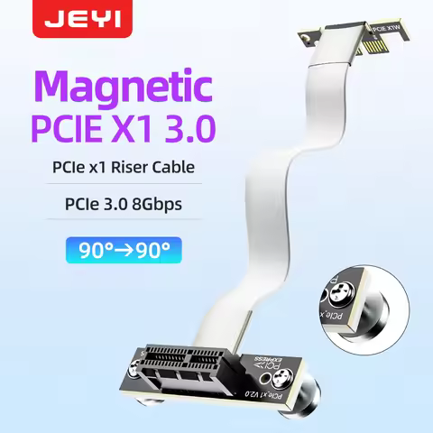 JEYI PCIe 4.0/3.0 X1 Magnetic Fixatiom Riser Cable 16Gbps/8Gbps-90° Dual Angle for PCIe WiFi Card,US