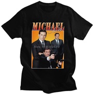 Retro Michael Scott T Shirt Men Cotton TV Show T-shirt Short Sleeved The Office Dwight Schrute Jim H