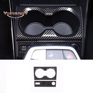 2 Piece Center Control Cup Holder Cover Trim Decoration Sticker Carbon Fiber Pattern ABS Car Accesso