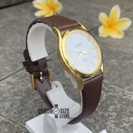 Jam Tangan Alba Pria Wanita Murah Kekinian Model Terbaru Coklat Emas