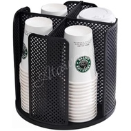 Rotatable Coffee Cup Dispenser, with 4 Compartments, Suitable for Cup Lids and Cup Holders of 5-16 O