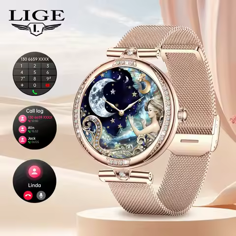 LIGE Women Smart Watch New 1.19 Inch HD Screen Wireless Call Real-Time Health Tracker Blood Pressure