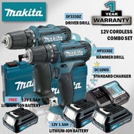 MAKITA DF333DWYE 12V Cordless Driver Drill + HP333DZ 12V Cordless Hammer Drill Combo Set『1 Year Warranty』