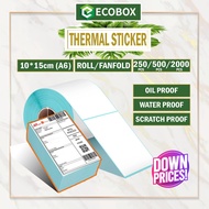 EcoBox-A6 Thermal Sticker 100*150mm AWB Barcode Airway Bill Shipping Label/Roll/Fanfold/ AWB