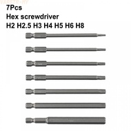 Hex Bit Screwdriver Set 100mm Length Drill Bit H2/H2.5/H3/H4/H/H6/H8 Hex Head