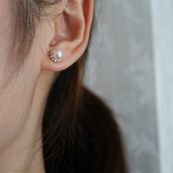 日本製 akoya珍珠耳釘 18k金鑲鑽設計 鑽石耳釘 珍珠耳環 18k金