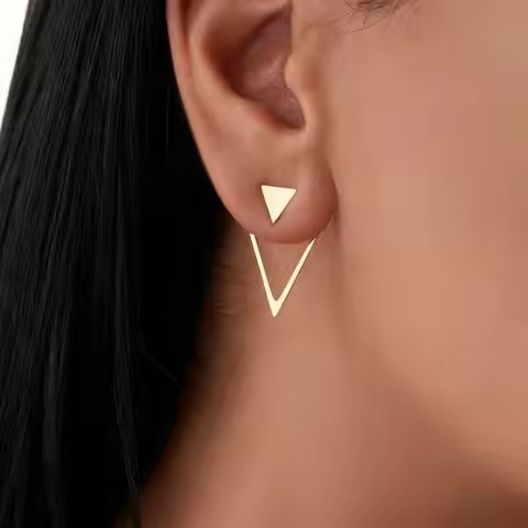 1 pair of triangular geometric back hanging earrings, one pair of fashionable women's earrings to be