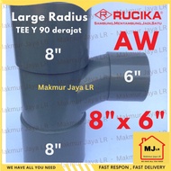 Large Radius Tee 8 x 6 inch 8" x 6" AW THICK RUCIKA TY 90 degrees Tee Y Branch 90 degrees PVC T way 
