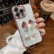 โบว์พลอยเทียม Apple 14เคสโทรศัพท์มาพร้อมกับอุปกรณ์ป้องกันเลนส์ Iphone13promax การรับรู้12หญิง11แฟชั่น