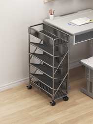其他品牌 - 移動書架高中生書桌收納置物架鐵藝多層桌邊縫隙小型書櫃不佔地方