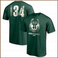HQ5 NBA Milwaukee Bucks Antetokounmpo Holiday Fan Tshirt Short Sleeve Round Neck Training wear Unise