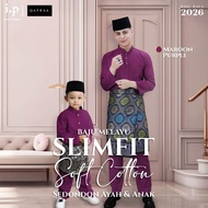 QAYRAA 2026🪔 Maroon Purple Baju Melayu Soft Cotton Slim Fit Cekak Musang Ayah dan Anak Sedondon Fami